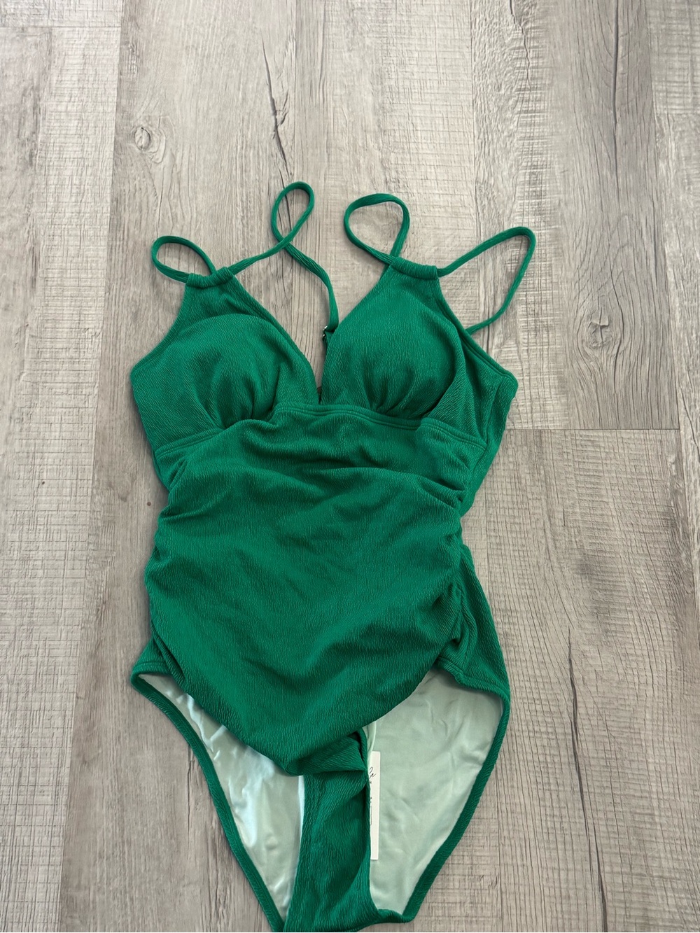 Cupshe Green Ribbed V-Neck One-Piece Swimsuit